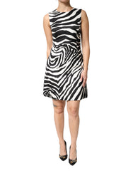 Women's Zebra-Print Sleeveless Dress Black