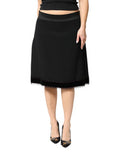 Women's Black Mid Waist A-Line Knee Length Skirt