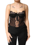 Women's Black Silk Floral Lace Chemise Lingerie Top 04+pa+se+vi