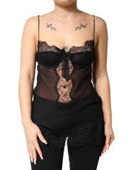 Women's Black Silk Floral Lace Chemise Lingerie Top 04+pa+se+vi