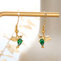 Colibrí personalizado Zircon Pendientes con piedra de nacimiento Joyería delicada Cumpleaños Aniversario Regalo de Navidad para las mujeres Colibrí Amantes