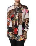 Women's Multicolor Patchwork Silk Collaredblouse Top 05+se