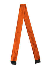 Men's Orange Silk Fringes Neck Wrap Foulard Scarf