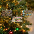 Personalizado Feliz y brillante Leopardo Imprimir arco del árbol de Navidad Ornamento de acrílico con el nombre de decoración del árbol de casa Regalo de Navidad para la familia