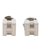 Palladium Plated Cage dH Cube Push Back Earrings