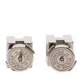 Palladium Plated Cage dH Cube Push Back Earrings
