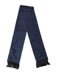 Men's Navy Blue Silk Fringes Neck Foulard Scarf