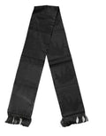 Men's Black Satin Silk Fringes Neck Foulard Scarf