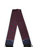 Men's Maroon Patterned Fringes Wrap Foulard 138cm X 15cm Scarf