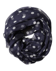 Men's Blue Polka Dot Silk Neck Wrap Shawl 205cm X 132cm Scarf