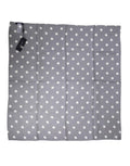 Men's Blue Polka Dot Silk Square Foulard 91.5cm X 89.5cm Scarf