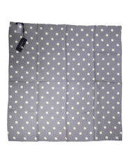 Men's Blue Polka Dot Silk Square Foulard 91.5cm X 89.5cm Scarf