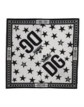 Men's White Dg Crown Print Square Foulard 52cm X 50.5cm Scarf