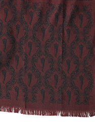Maroon Patterned Silk Wrap Foulard Men 133cm X 22cm Scarf