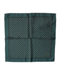 Men's Dark Green Silk Patterned Handkerchief 32cm X 31cm Scarf