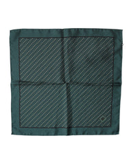 Men's Dark Green Silk Patterned Handkerchief 32cm X 31cm Scarf