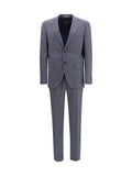 Hugo Boss Black Striped Viscose-Cotton Blend Suit — Gray