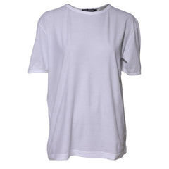 Women's White Cotton Crew Neck Short Sleeves T-Shirt