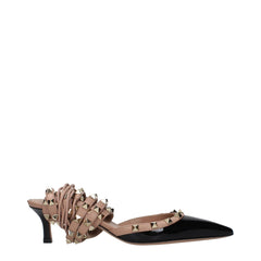 Women's Black Leather Strap-On Sandals
