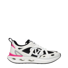 Women's White Fabric Athletic Sneakers