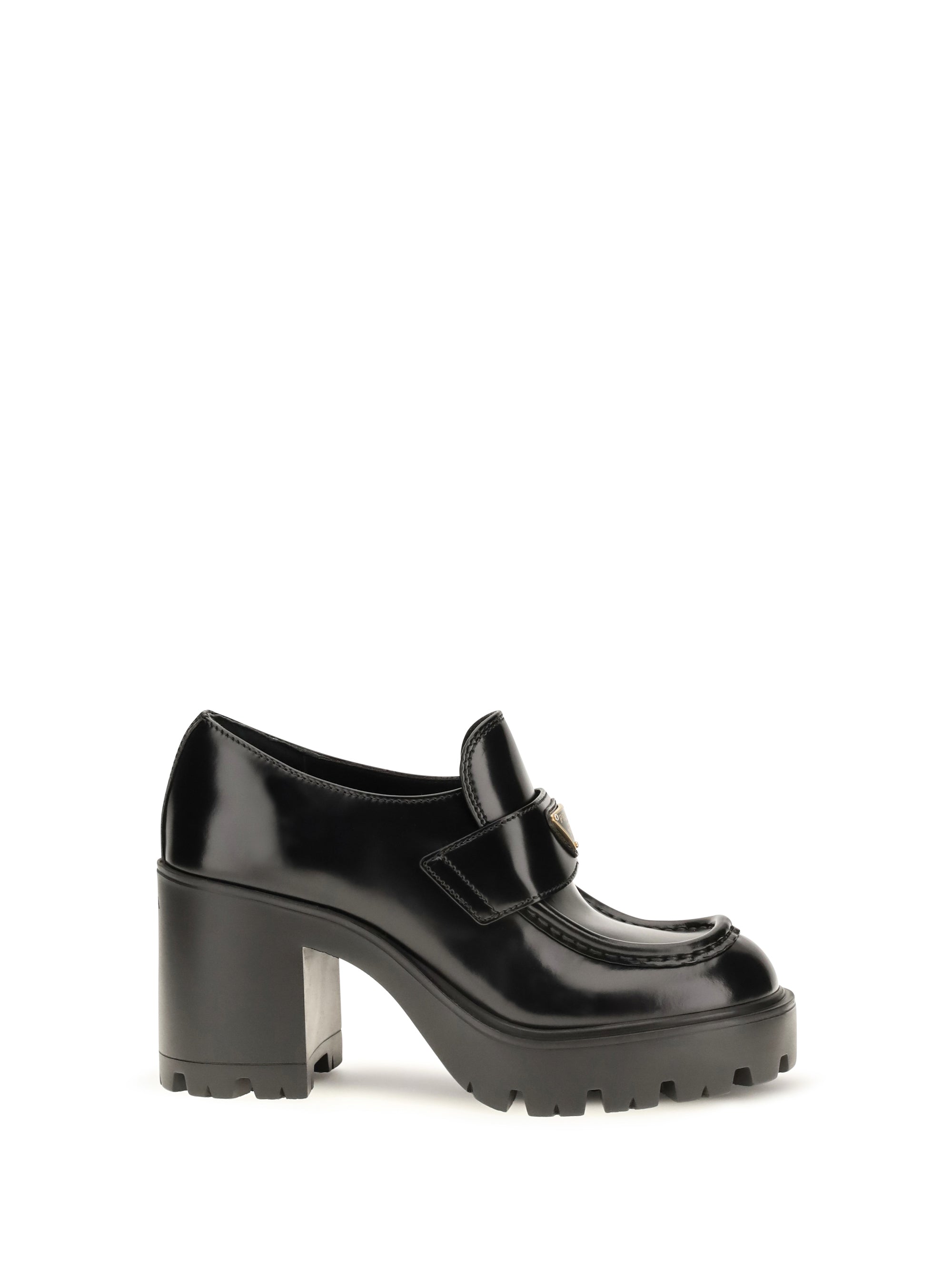 Prada Chunky-Sole Leather Loafer — Black