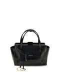 Hidesins Crocodile-Embossed Calf Leather Shoulder Bag — Black