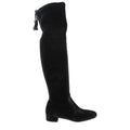 Women's Black Velvet Over The Knee Shoe