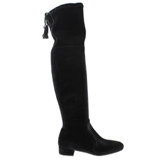 Women's Black Velvet Over The Knee Shoe