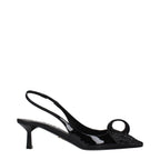 Black Leather Stiletto Heel Sandals
