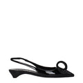 Women's Black Leather Flat Sandals