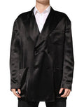 Men's Black Silk Double Breasted 2 Button Blazer Clothing