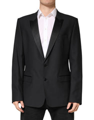 Men's Black Martini Single Breasted Jacket Blazer Virgin Wool Silk Polyester Clothing