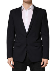 Men's Black Wool Single Breasted 2 Button Blazer Virgin Elastane Clothing