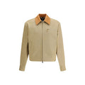 Men's Beige Cotton Full-Length Jacket Clothing