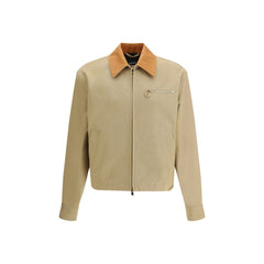 Men's Beige Cotton Full-Length Jacket Clothing