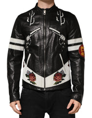Black Guns N Roses Fullzip Men Biker Jacket Lambskin Calfskin Clothing