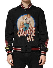 Black Pin Up Button Down Men Bomber Jacket Nylon Clothing