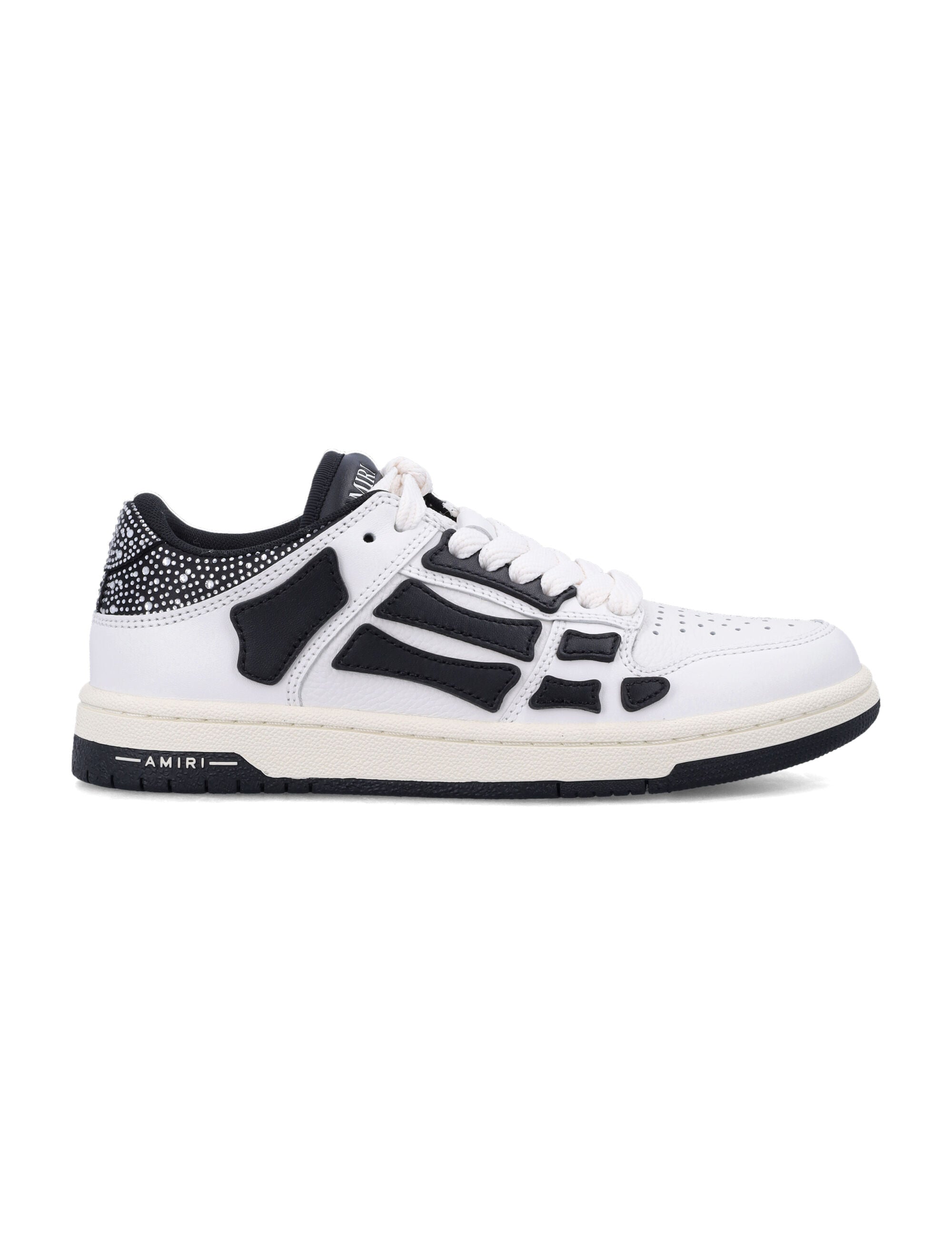 Crystal satin skel top low womans sneakers Black White Upper