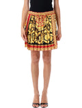 Barocco pleated mini skirt Parade Red Silk