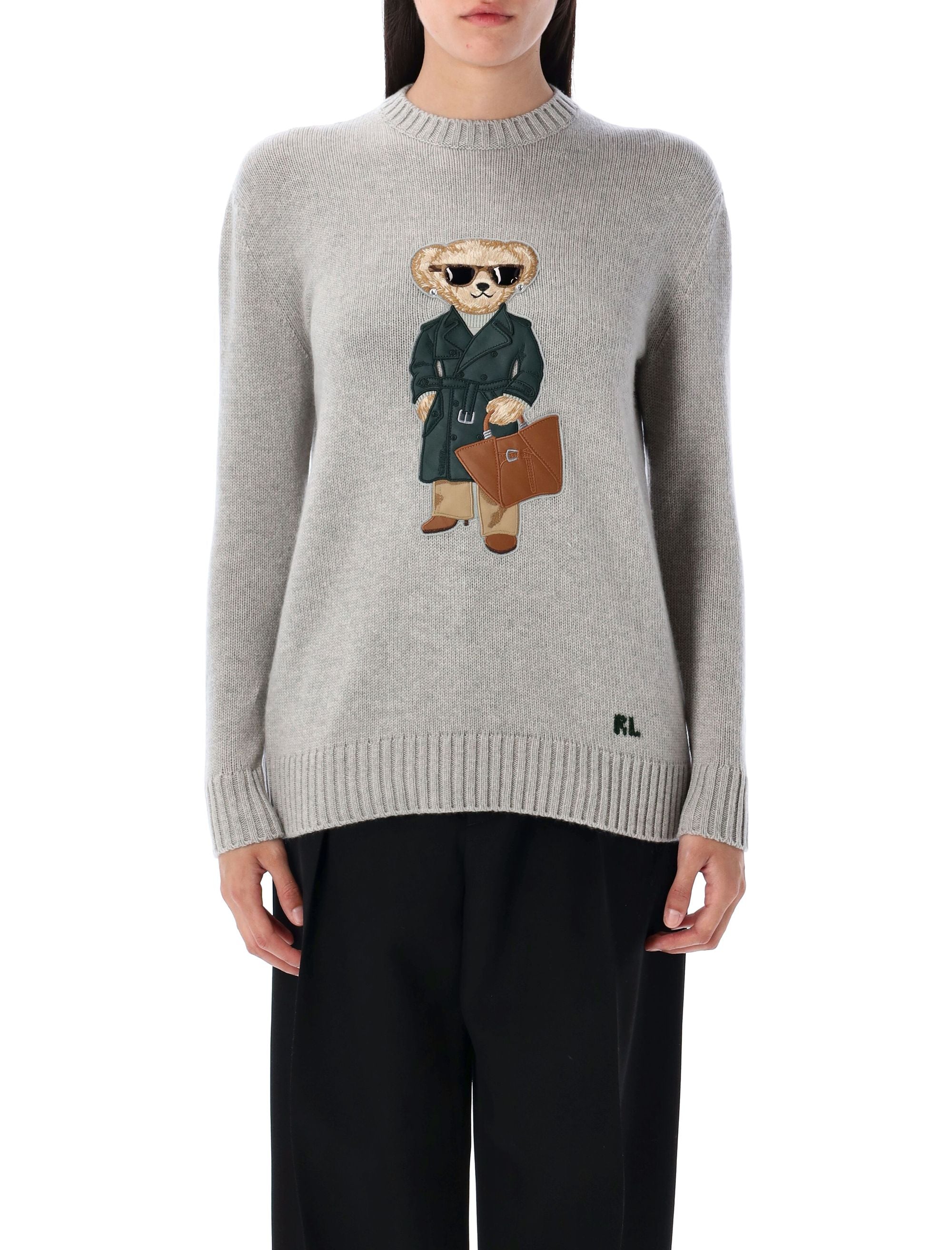 Bear Sweater Pearl Grey Melange Cashmere