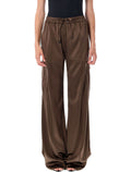 Stretch silk satin cargo pj pants Chocolate