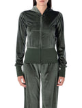 Bistretch velvet zip-up hoodie Khaki Triacetate Sweatshirt