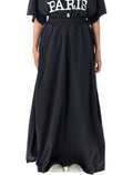 Embroidered logo long skirt Washed Blue Polyester