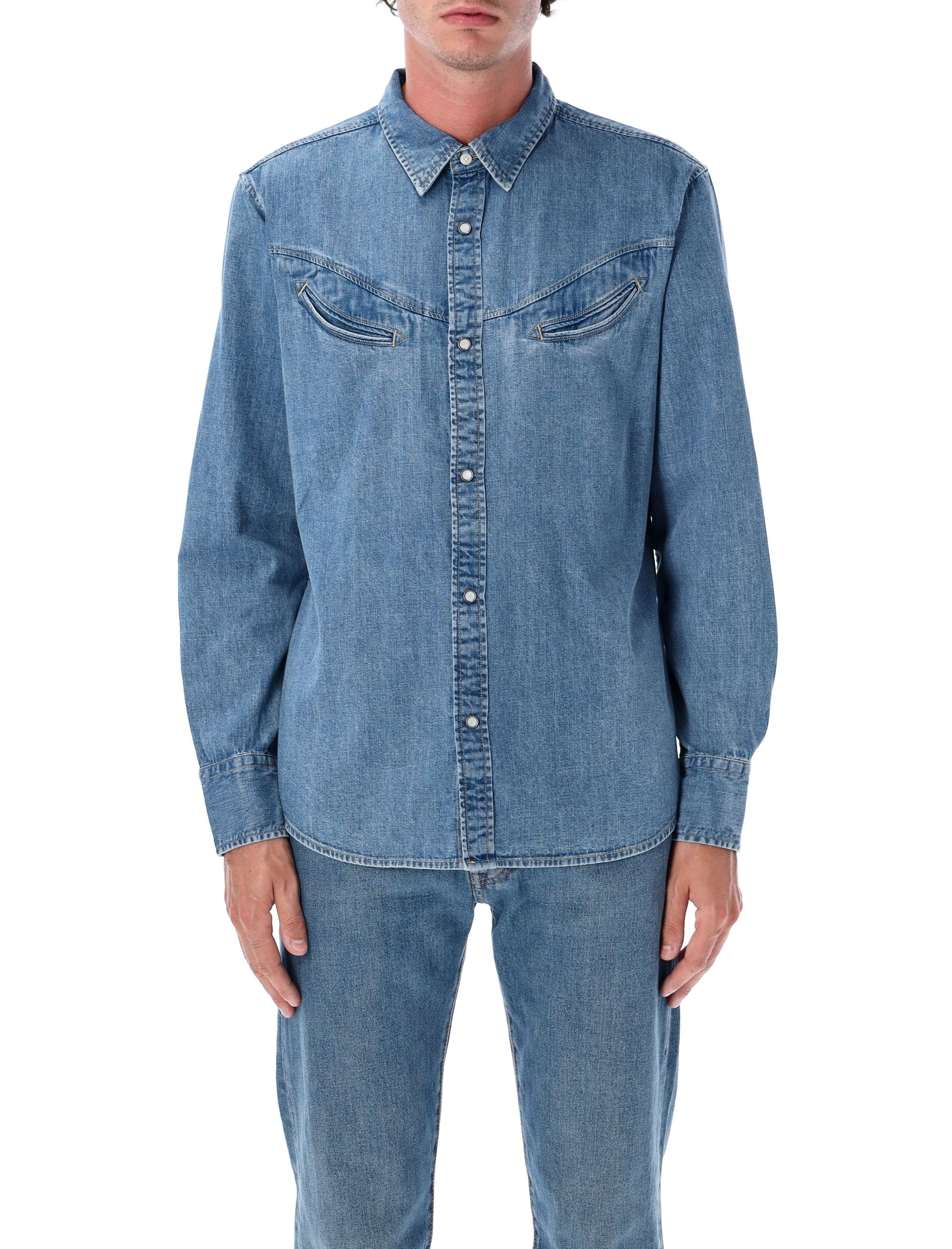 Smiley western shirt Med Blue Cotton