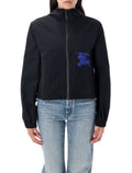 Cropped nylon hooded jacket Black Polyamide (nylon)