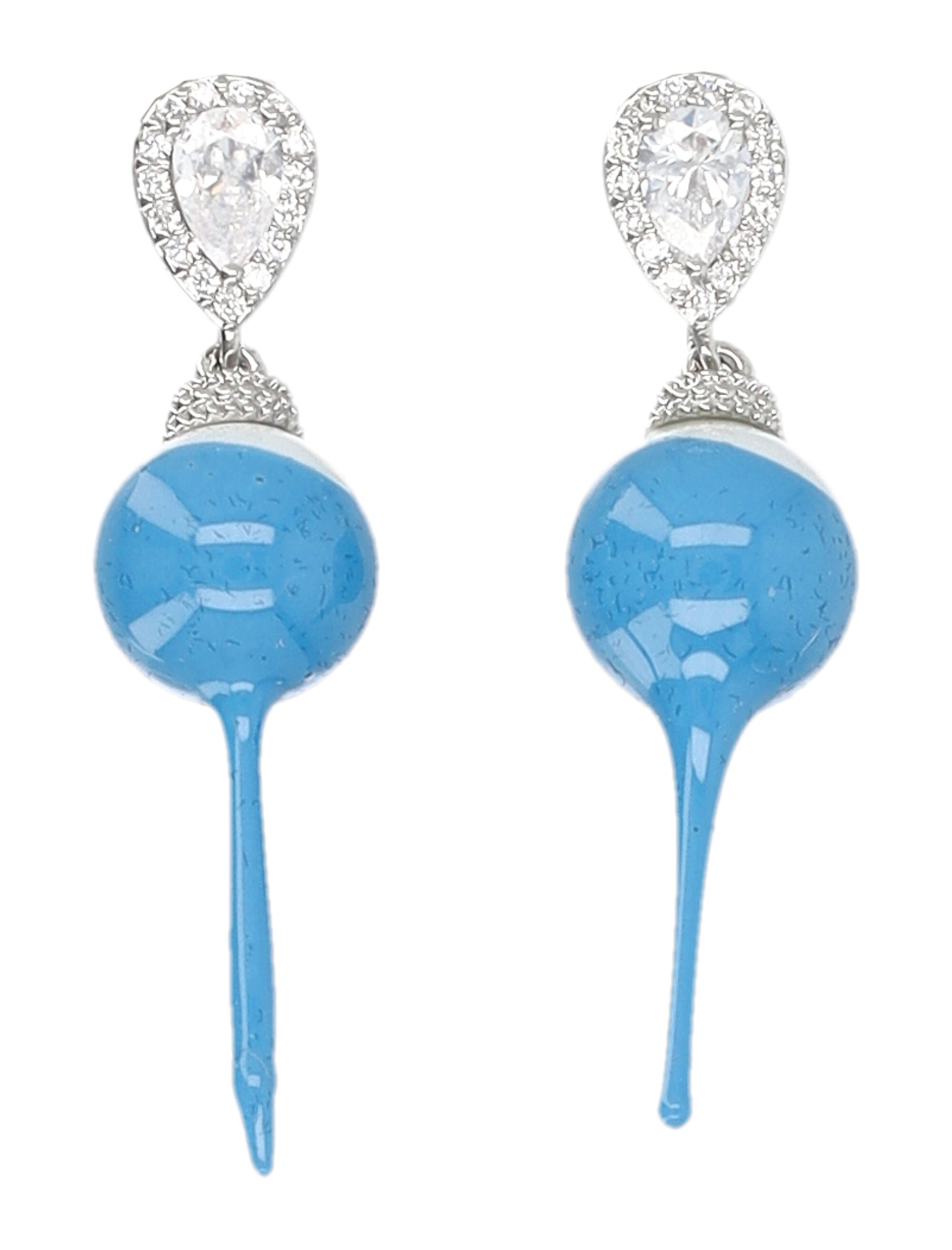 Ottolinger Blue Dipped Pearl Drop Earrings Silver Polyester