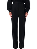 Black Wool Tailored Wide-Leg Trousers Lining Pant