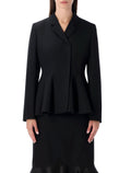 Fendi black wool tailored peplum jacket Virgin Lining Blazer