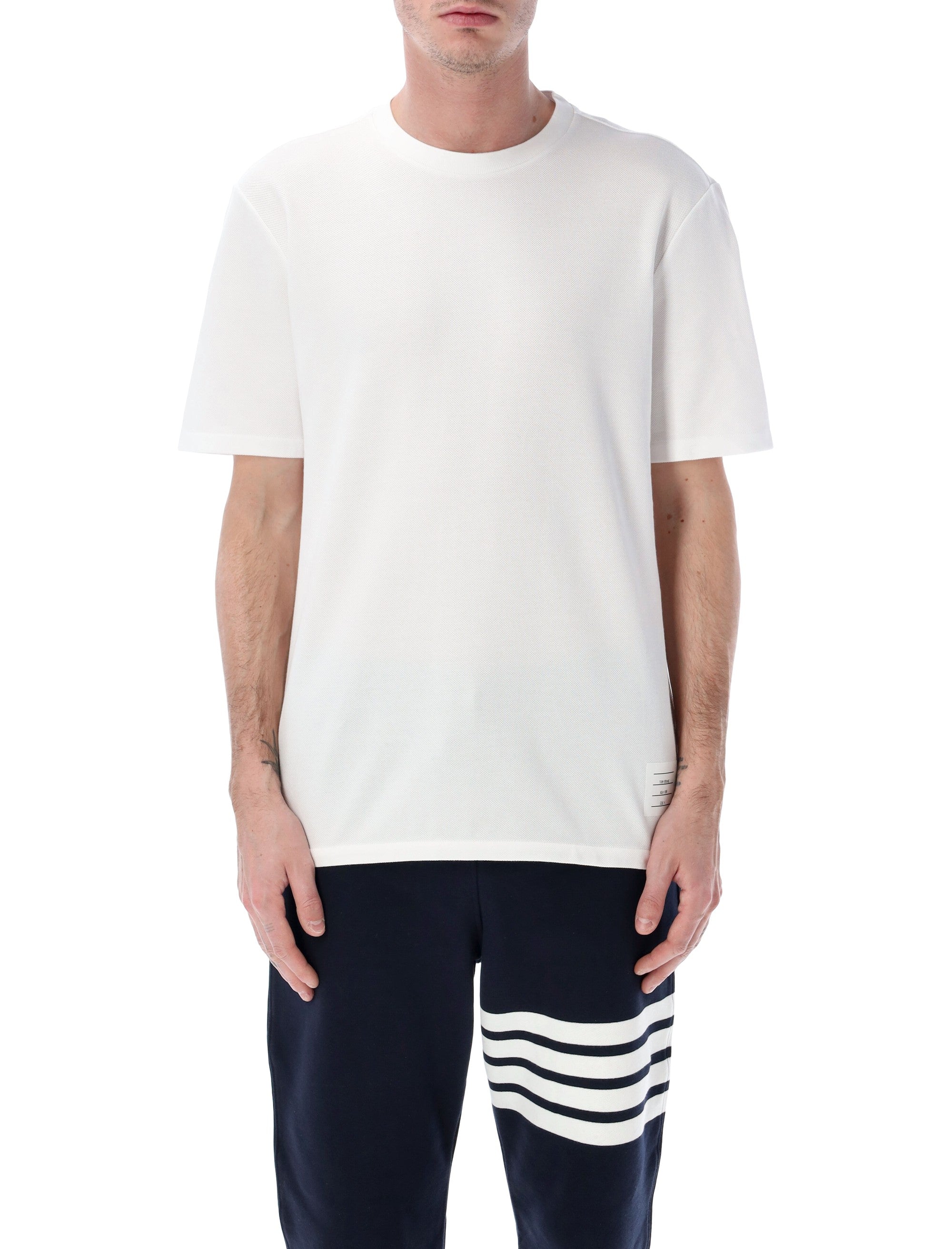 Thom Browne Back Stripe T-Shirt White Cotton Tshirt