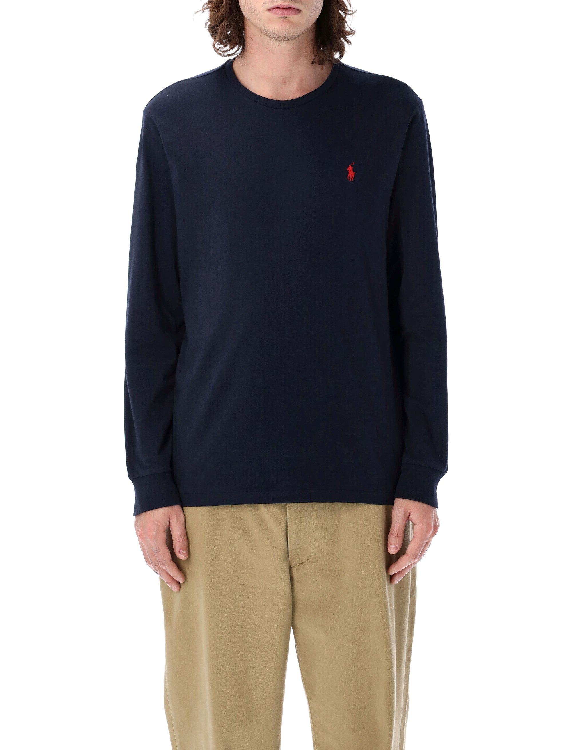 Polo Ralph Lauren Classic Long-Sleeve T-Shirt Ink Cotton Tshirt